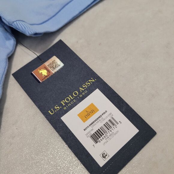 U.S Polo Assn Polo Light Blue Shirt Boys XL 10-12 Short Sleeve NEW - Picture 8 of 8